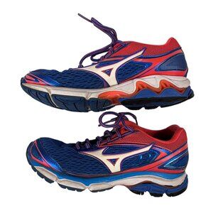 Mizuno Wave Inspire 13 Womens Running Shoes Size 7.5 US Blue & Red Lightweight M